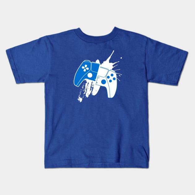 Playstation Control Paint Splash Kids T-Shirt by damienmayfield.com